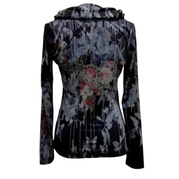 Y2K Alberto Makali Floral Printed and Embelished Top. Medium - Picture 3 of 7